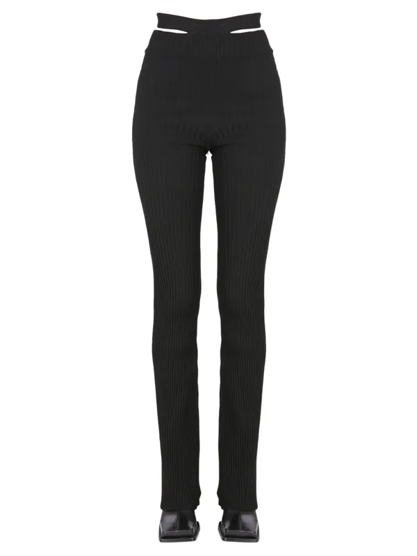 Ribbed Trousers With Cut Out Belt - AndreĀDamo
