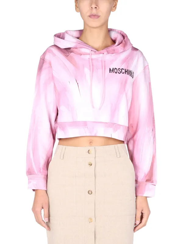 "Art Theme" Cropped Sweatshirt - Moschino
