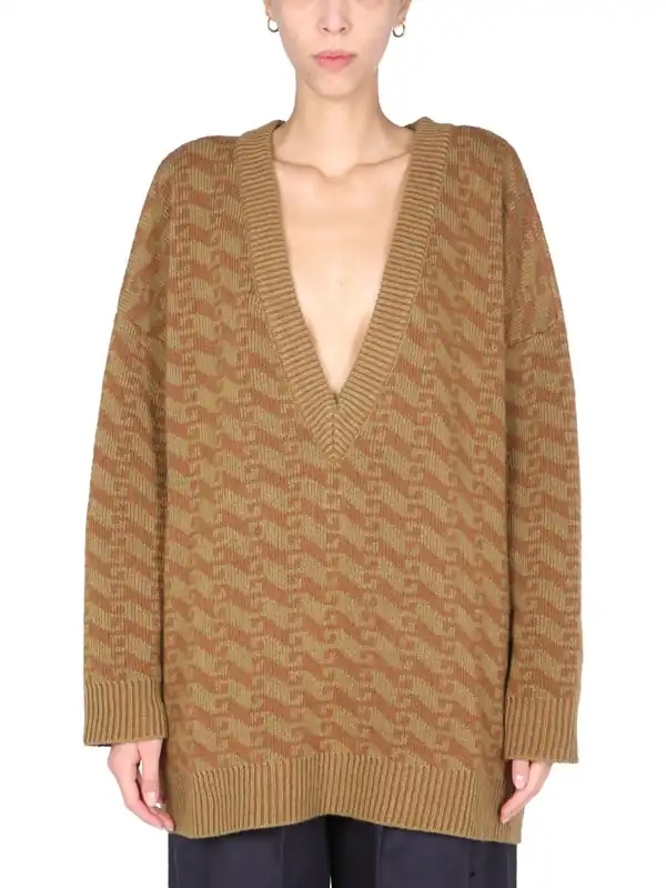V-Neck Jacquard Sweater