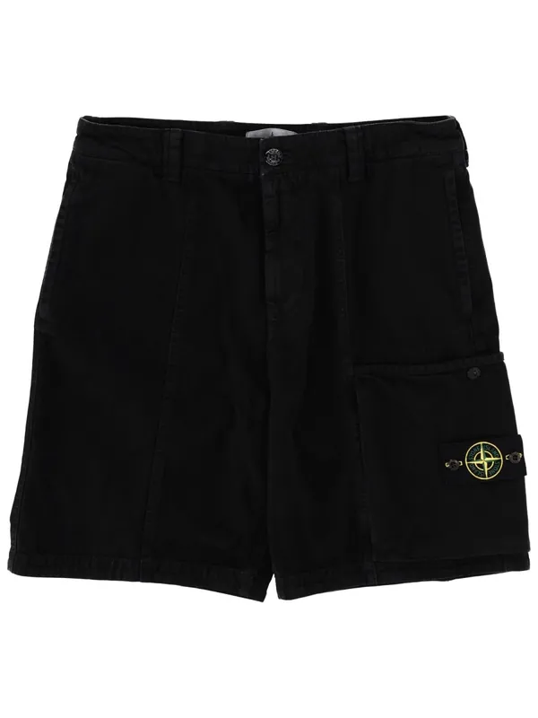 Cargo Shorts With Logo Patch - Stone Island