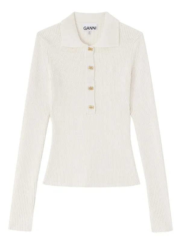 Ribbed Polo Shirt - Ganni