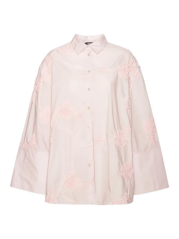 Oversized Shirt With Floral Details - Rotate