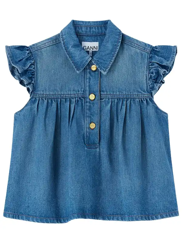 Sleeveless Top With Collar - Ganni