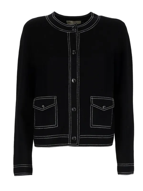 Topstitched Cardigan - Tory Burch