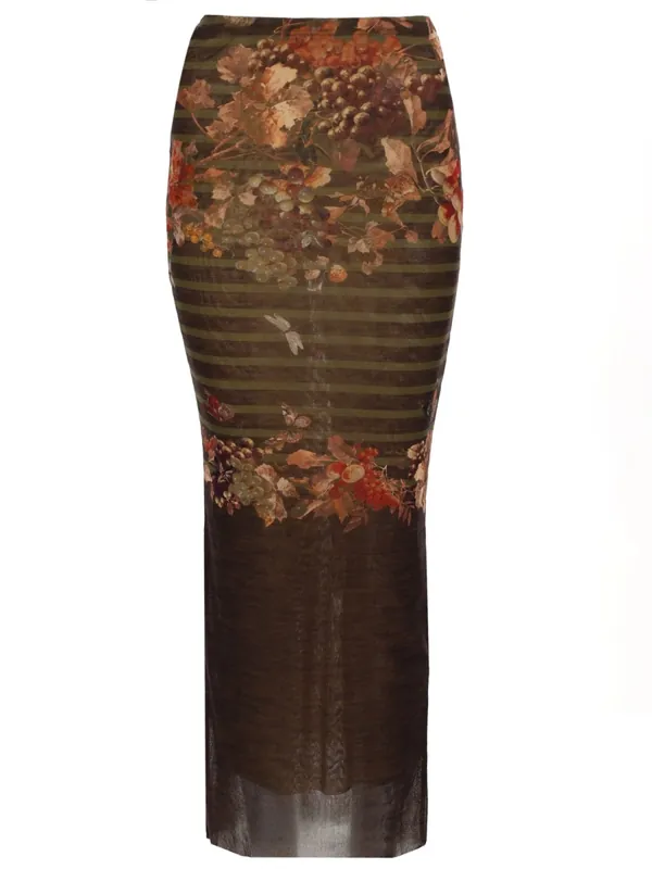 Long Skirt With "Mariniere Grape" Print - Jean Paul Gaultier