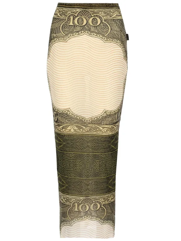 Long Skirt With "Cartouche" Print - Jean Paul Gaultier
