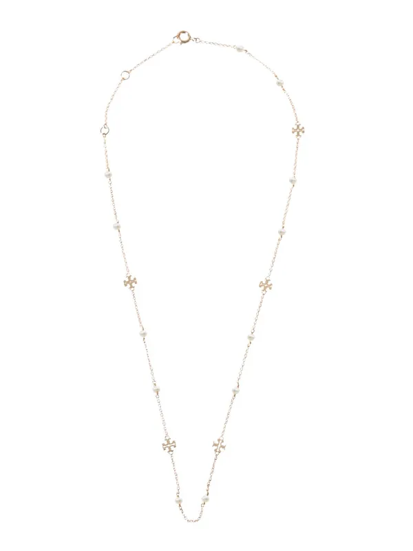 "Kira" Necklace With Logo And Pearls - Tory Burch