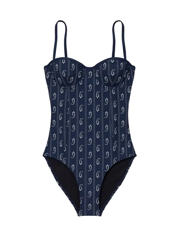 One Piece Swimsuit With "Paisley" Print - Tory Burch