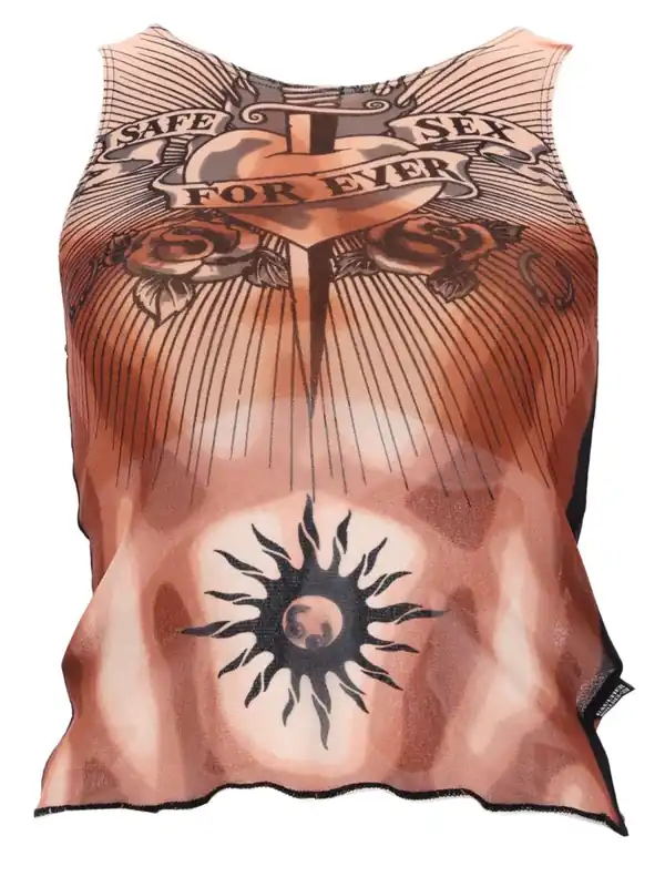 "Safe Sex Tatoo" Print Top - Jean Paul Gaultier