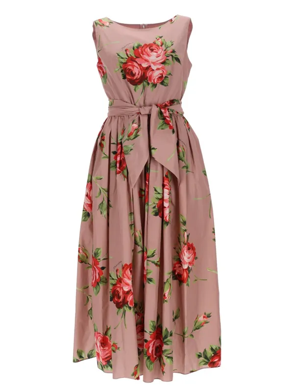 Rose Bouquet Print Midi Dress - Dolce & Gabbana
