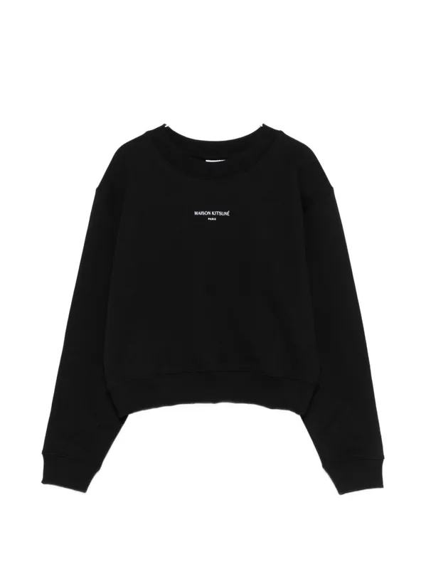 Logo Cotton Cropped Sweatshirt - Maison Kitsuné