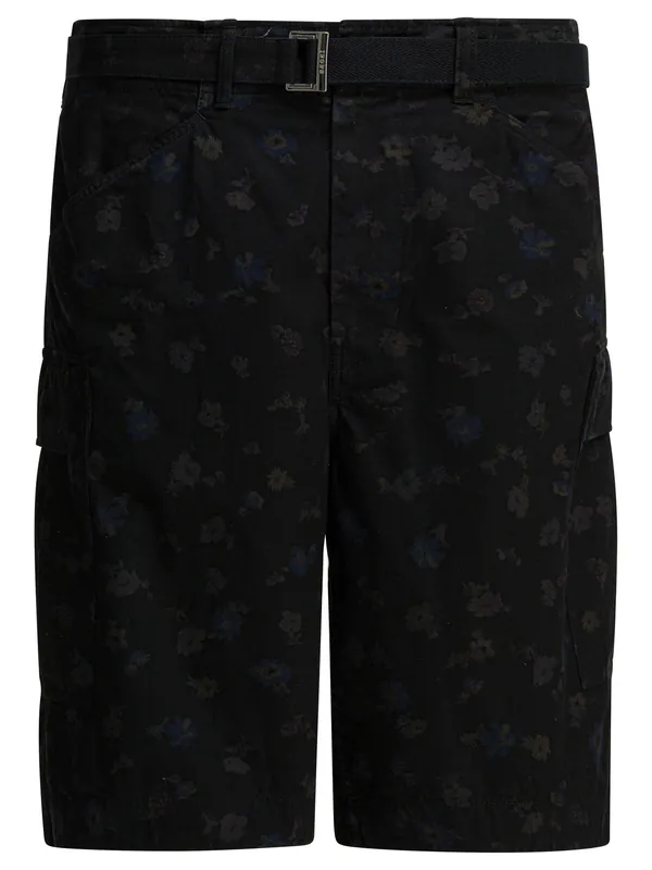 Floral Cargo Shorts Black - Sacai