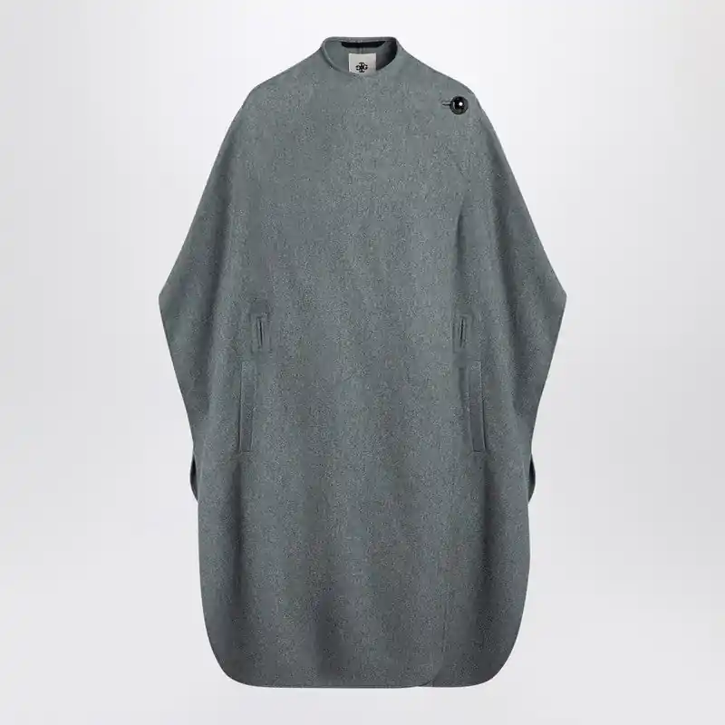 Grey Wool-Blend Cape