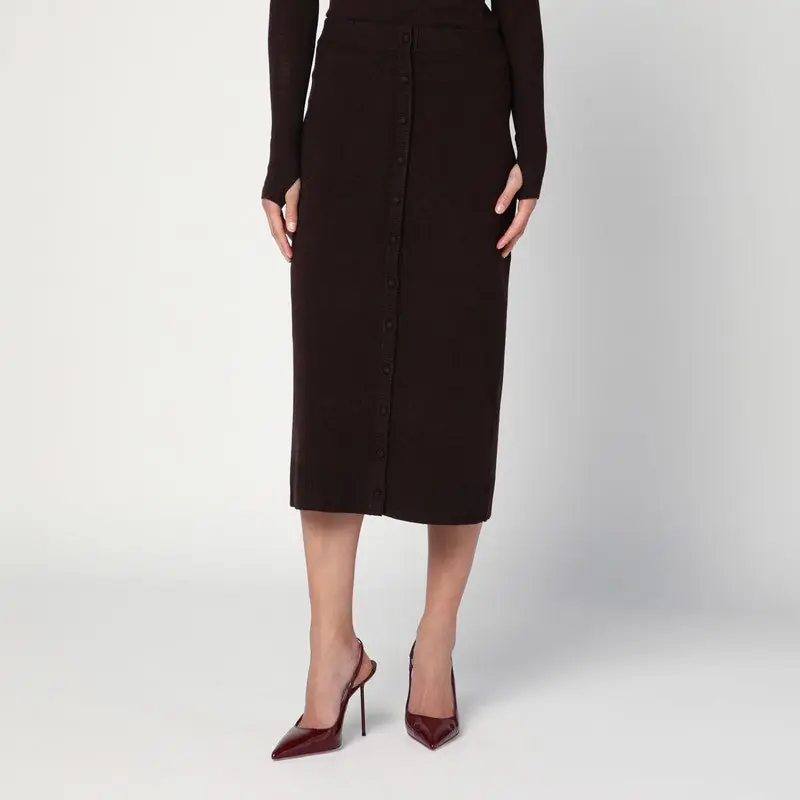 Brown Midi Skirt In Wool Blend - Victoria Beckham