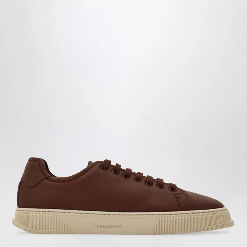Brown Leather Sneakers - Ferragamo