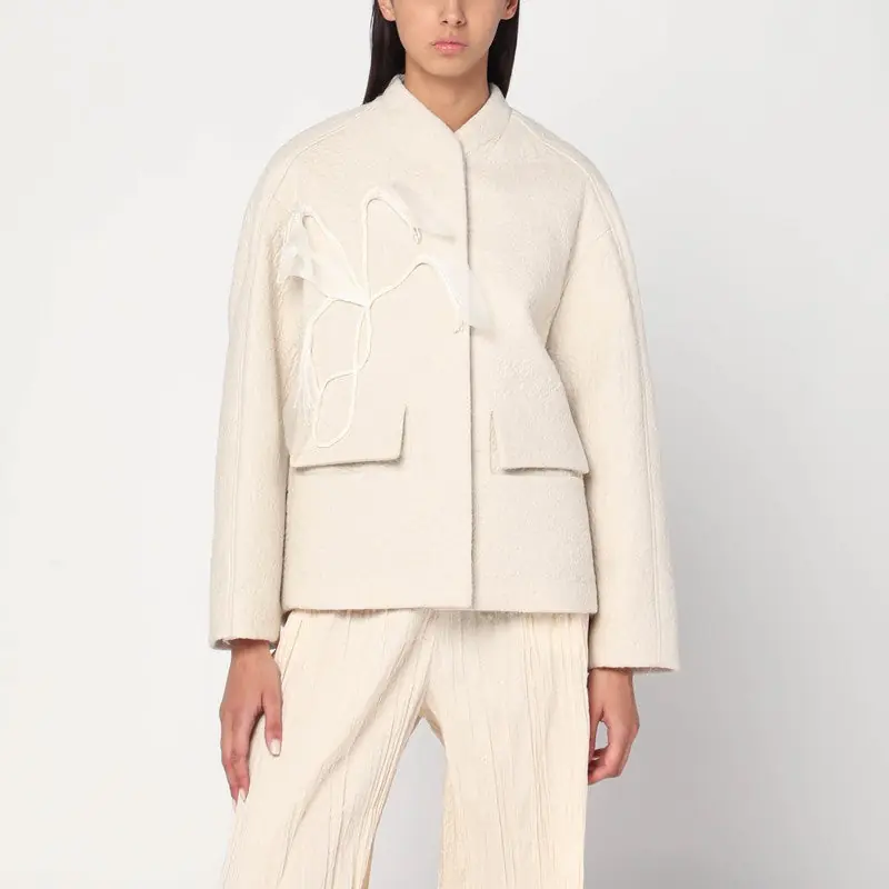 Jacket In Boiled Wool Écru - Mkdt Studio