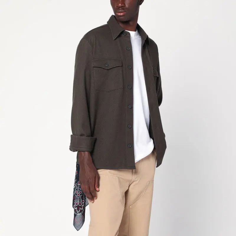 Military Green Wool Shirt - Destin