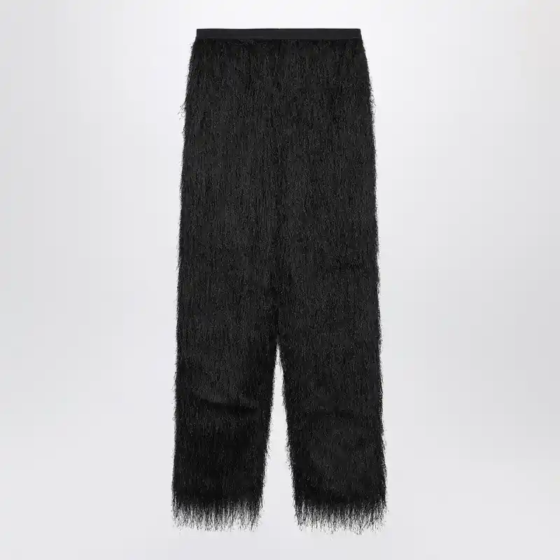 Black Reed Fringed Trousers - Loulou De Saison