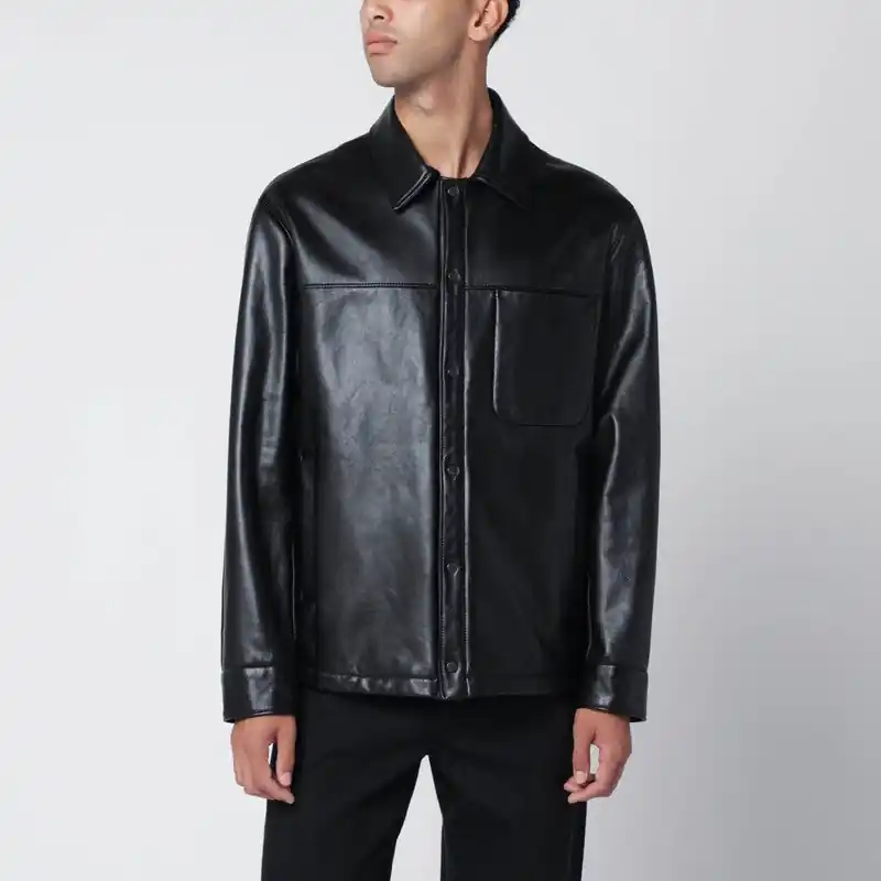 Black Leather Overshirt - Salvatore Santoro