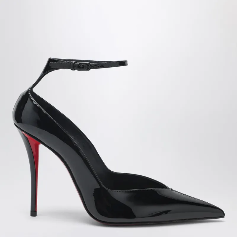 Black Patent Leather Erozee Pumps With Ankle Strap - Christian Louboutin