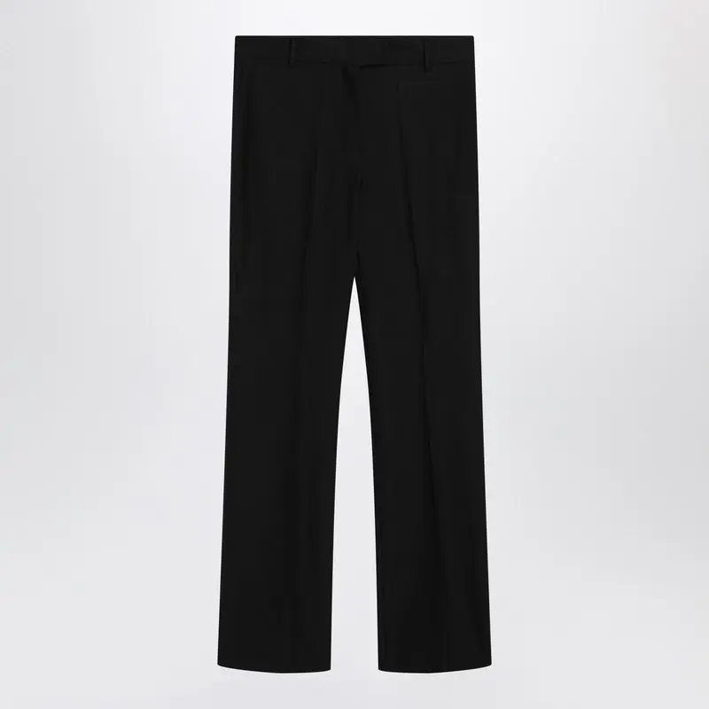 Black Cotton-Blend Trousers