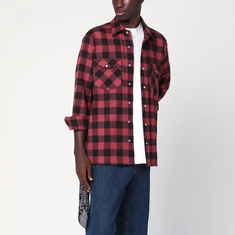 Antique Pink Plaid Wool Shirt - Destin