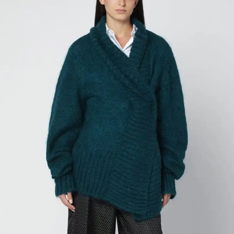 Oversized Petroleum Green Mohair-Blend Sweater