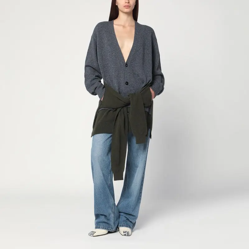Grey/Dark Green Cardigan With Crossed Sleeves - Stella McCartney
