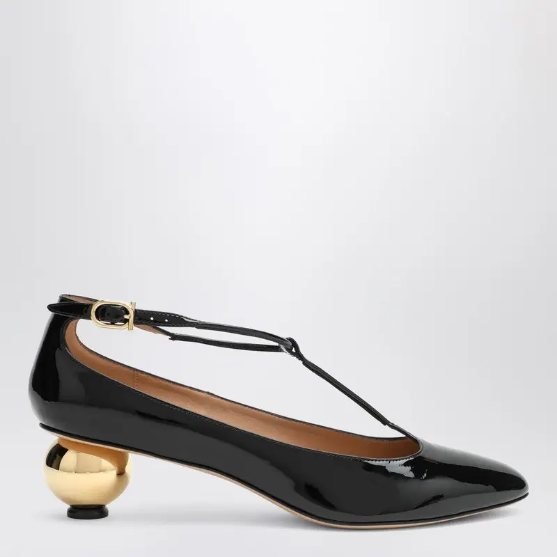 Black Patent T-Strap Décolleté