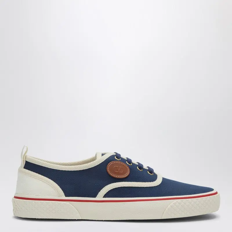 Sneakers Nojoke In Blue And White Canvas - Valentino Garavani