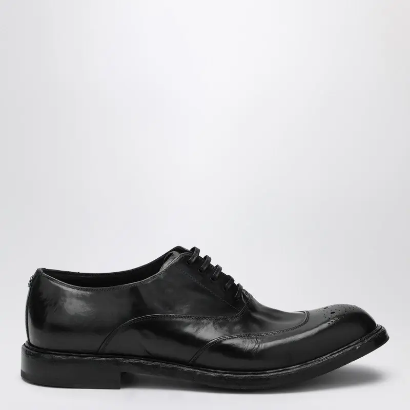 Washed Black Calfskin Lace-Up Shoe
