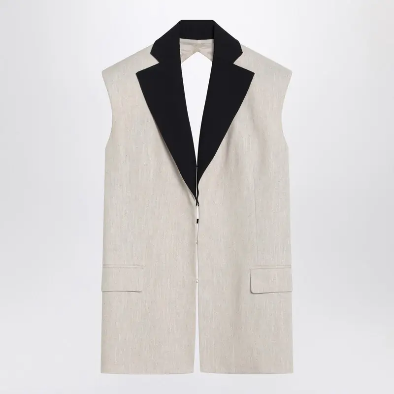 Linen Waistcoat With Open Back - Erika Cavallini