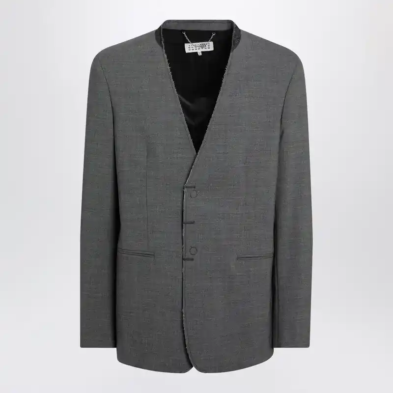 Grey Mélange Wool-Blend Jacket