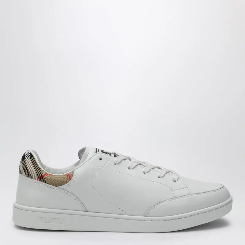 Set Sneakers In White Leather And Check - Burberry