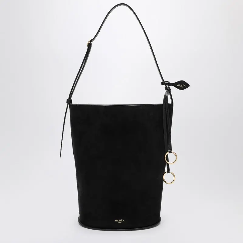 Hip Bucket Large Bag In Black Suede Leather - Alaïa