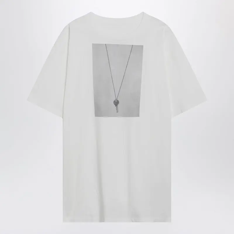 White T-Shirt With Key Print