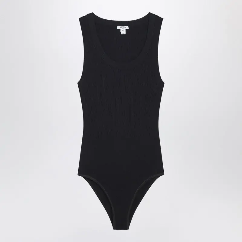 Black Ribbed Knit Bodysuit - Alaïa
