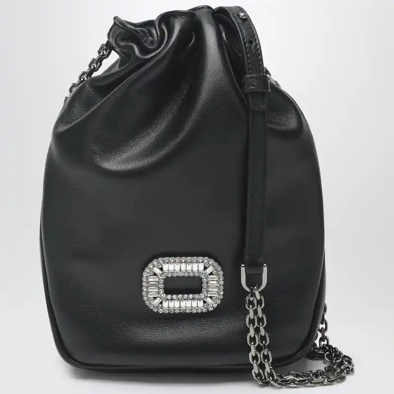 Nano Pilgrim Bag In Black Leather - Roger Vivier