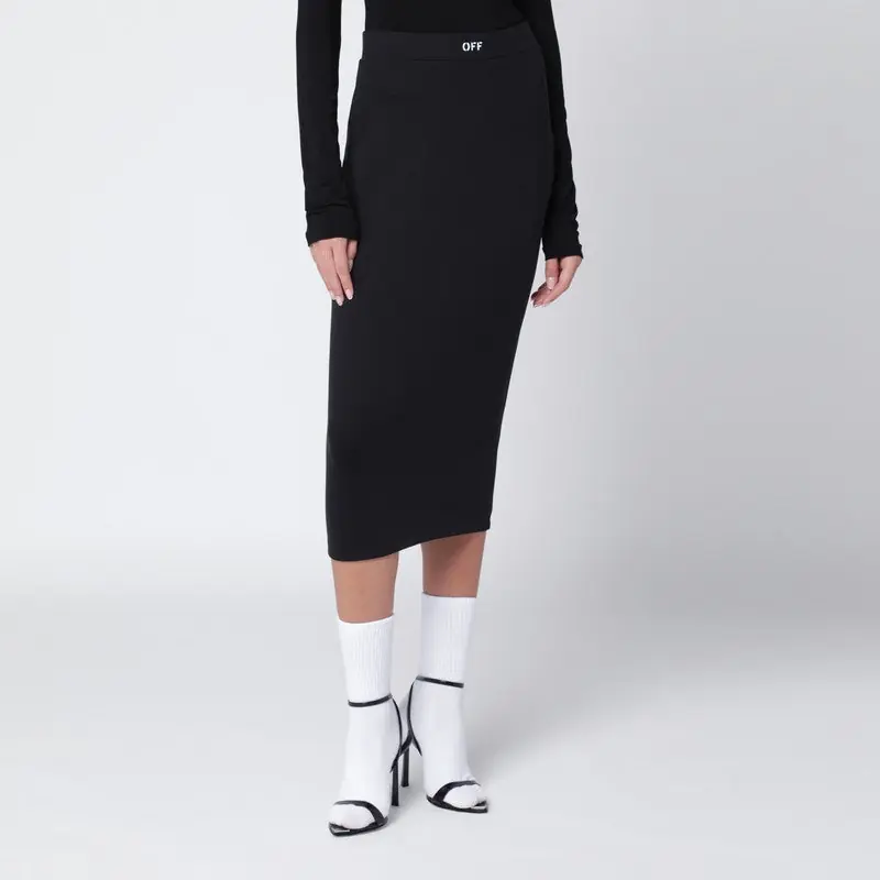 Black Pencil Skirt With Off Logo - Off-White