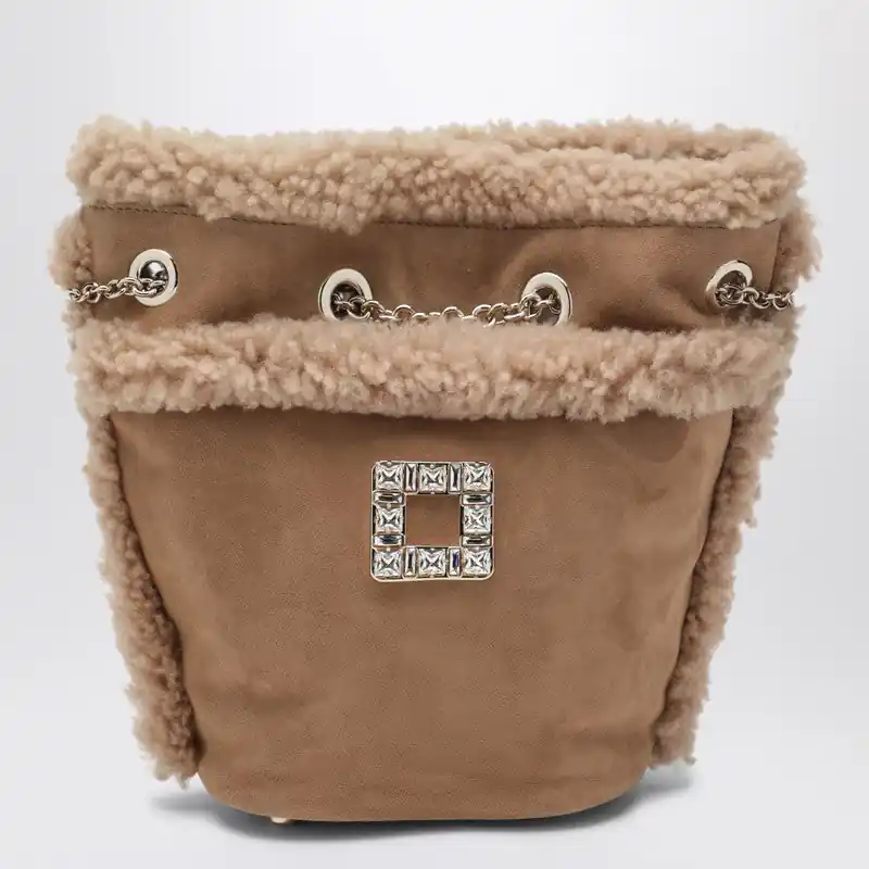Très Vivier Backpack In Suede And Shearling - Roger Vivier