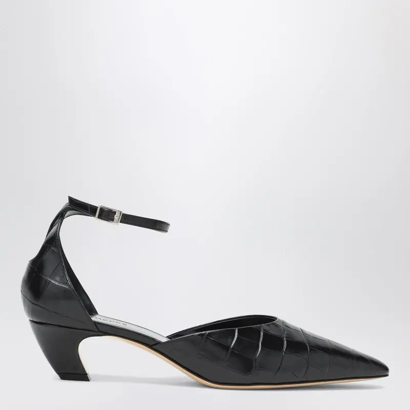 Black Victoria Décolleté With Crocodile Print - Le Monde Béryl