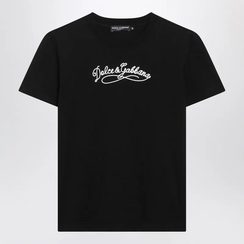 Black Jersey T-Shirt With Embroidery