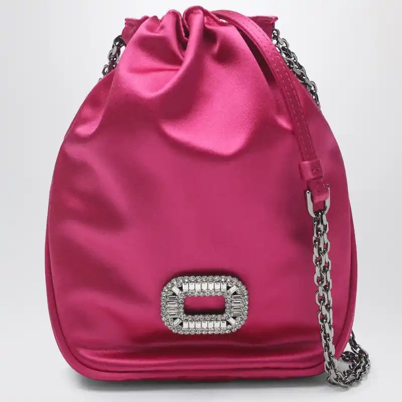 Nano Pilgrim Bag In Fuchsia Satin - Roger Vivier