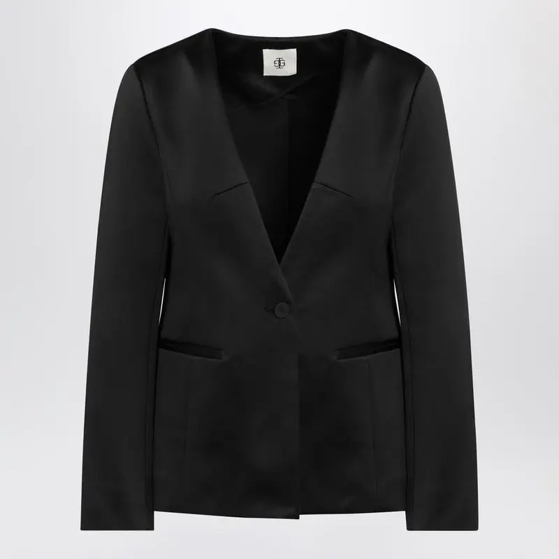 Black Single Breasted Cotton Blend Jacket - The Garment