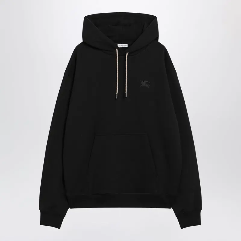 Black Sweatshirt With Check-Pattern Inserts
