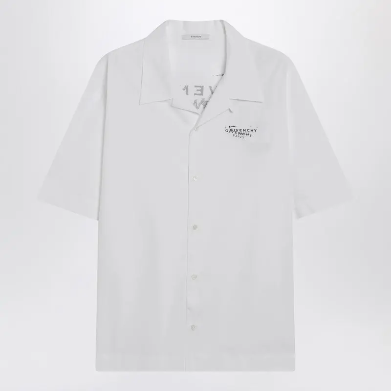 White Poplin Shirt With Logo Print - Givenchy