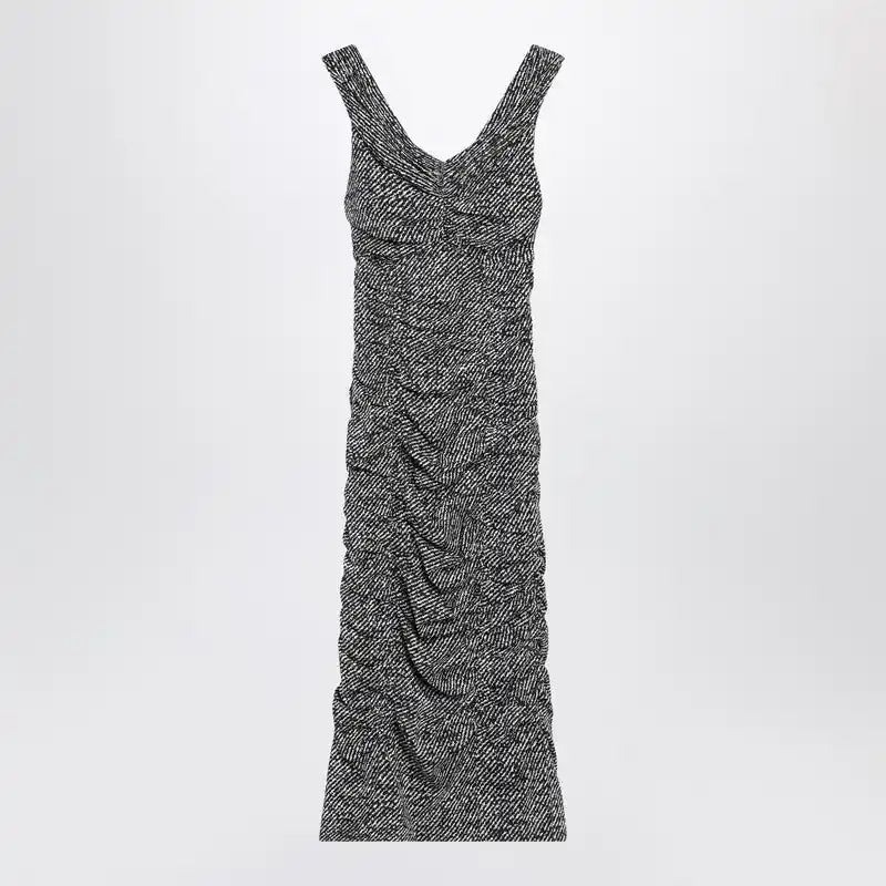 Diagonal Print Dress In Silk Blend - Dolce & Gabbana