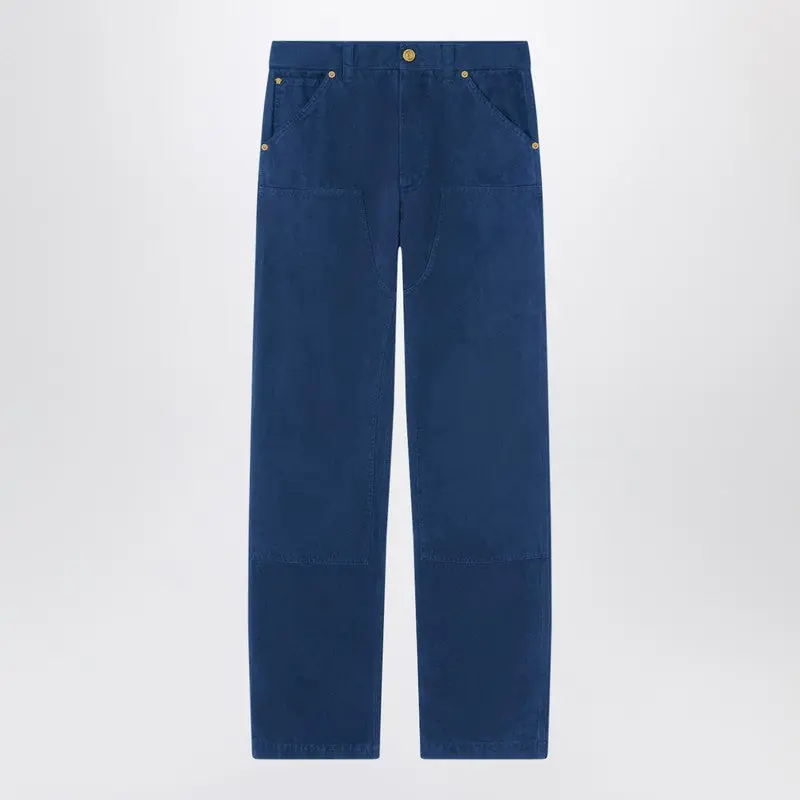 Petrol Blue Cotton Carpenter Trousers - Versace