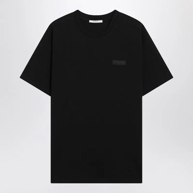 Black Cotton T-Shirt With Logo Patch
