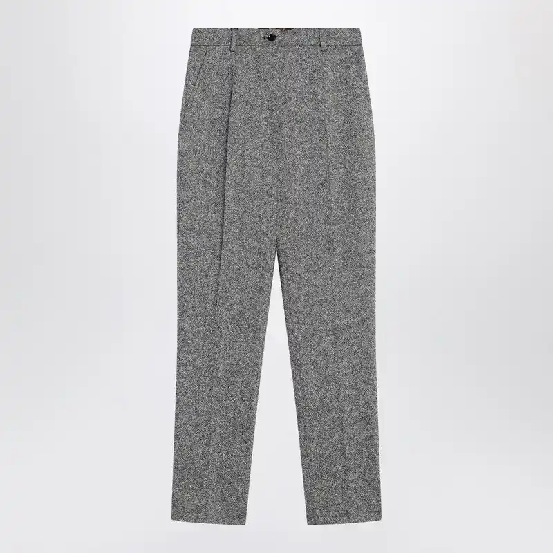 Wool-Blend Dotted Trousers